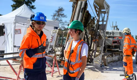 Two people on site at Beauvoir
