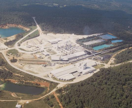 Vue aérienne de notre site de production de mullite à Andersonville, GA (USA)