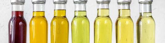 Oils in glass bottles