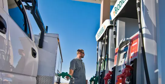 Man fuels the car with biodisel