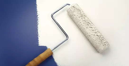 Painting the wall with a roller