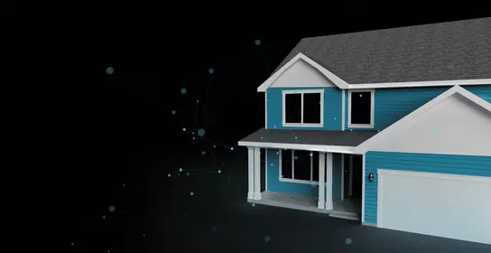 House with blue PVC cladding